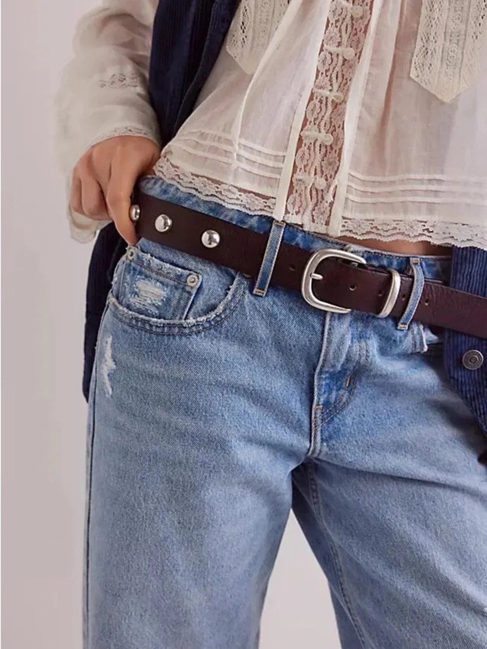 Free People Rhodes Stud Leather Belt